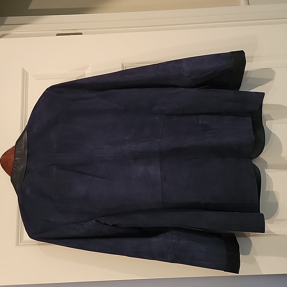 Layfette 148 Suede Leather Navy Blazer Jacket Size 8 - Picture 9 of 9